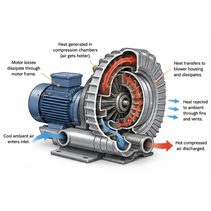 Heat Management in Regenerative Blowers: Causes, Effects, and Best Practices
