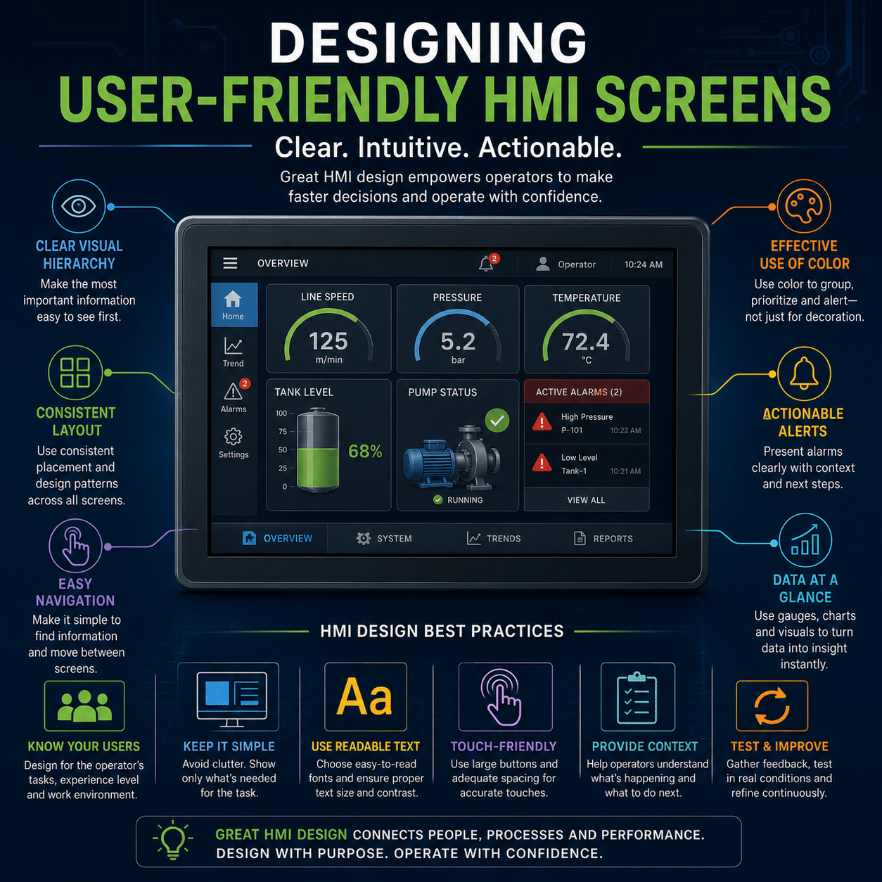 Designing User-Friendly HMI Screens: Layout, Color, and Workflow Tips