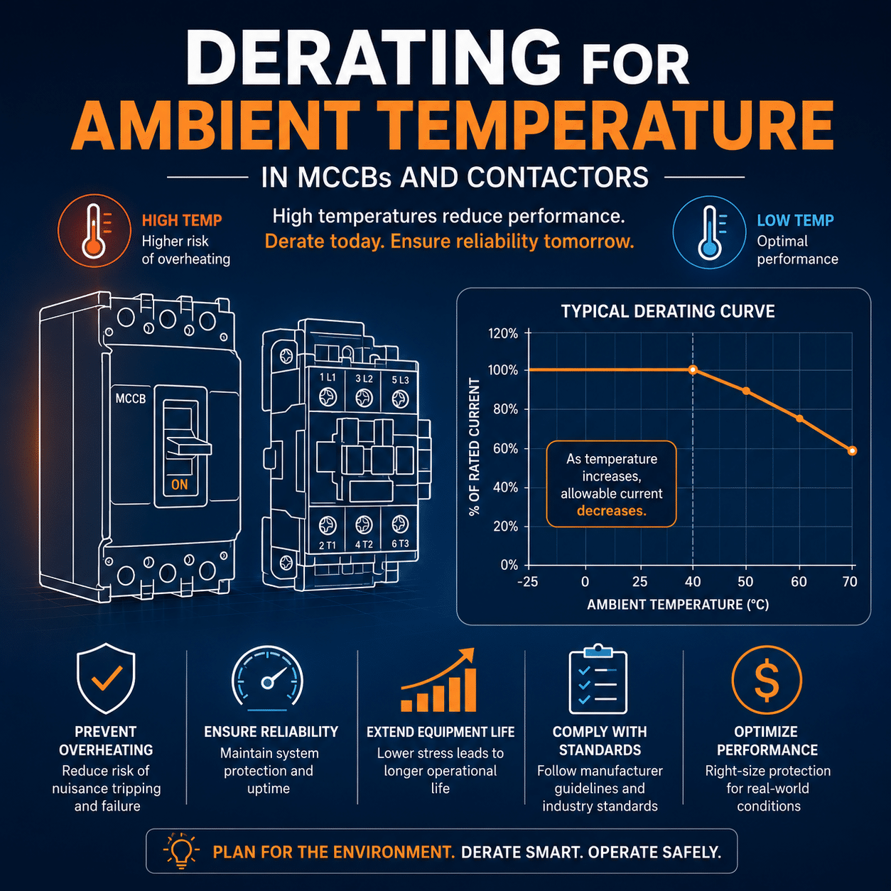 Understanding Derating for Ambient Temperature in MCCBs and Contactors